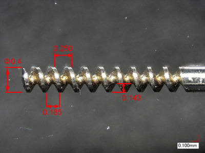 直径Φ0.4 金属件上的沟状加工 微细螺纹加工 【精密模具加工】